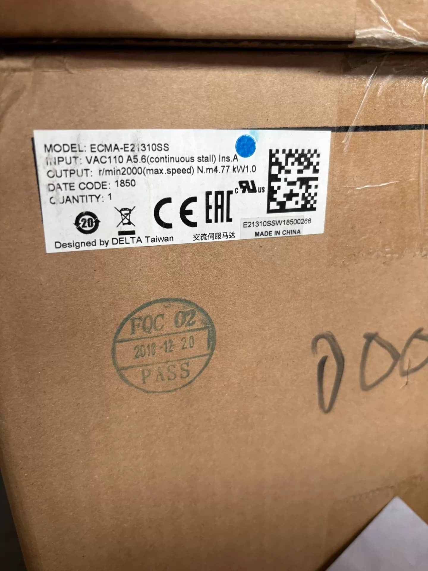 100% novo original e genuíno Delta ECMA-E21310SS conversores de frequência Drive Servo Motor