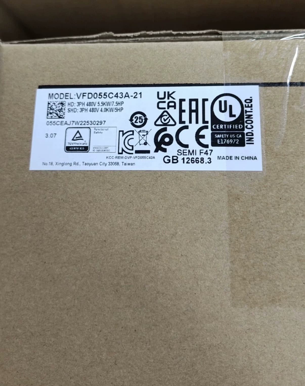 100% novo original e genuíno Delta VFD055C43A-21 conversores de frequência Drive Servo Motor