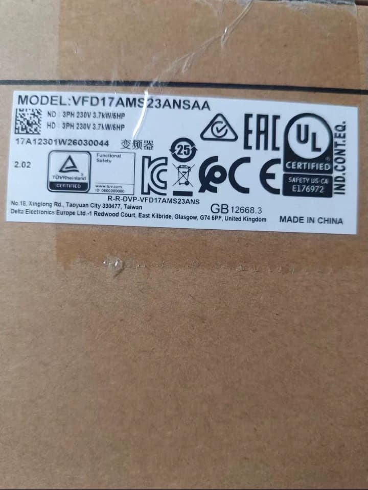 100% novo original e genuíno Delta VFD17AMS23ANSAA 3.7KW trifásico 220V conversores de frequência Drive Servo Motor