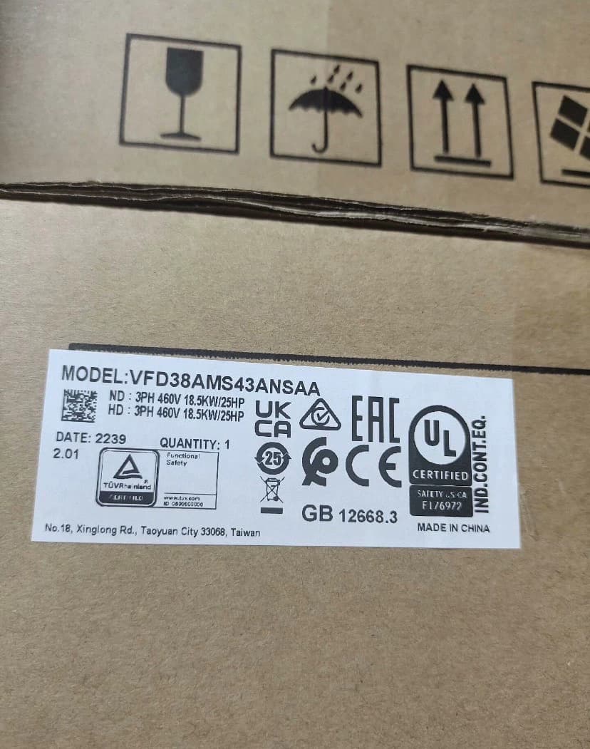 100% novo original e genuíno Delta VFD38AMS43ANSAA 380V/18,5KW conversores de frequência Drive Servo Motor