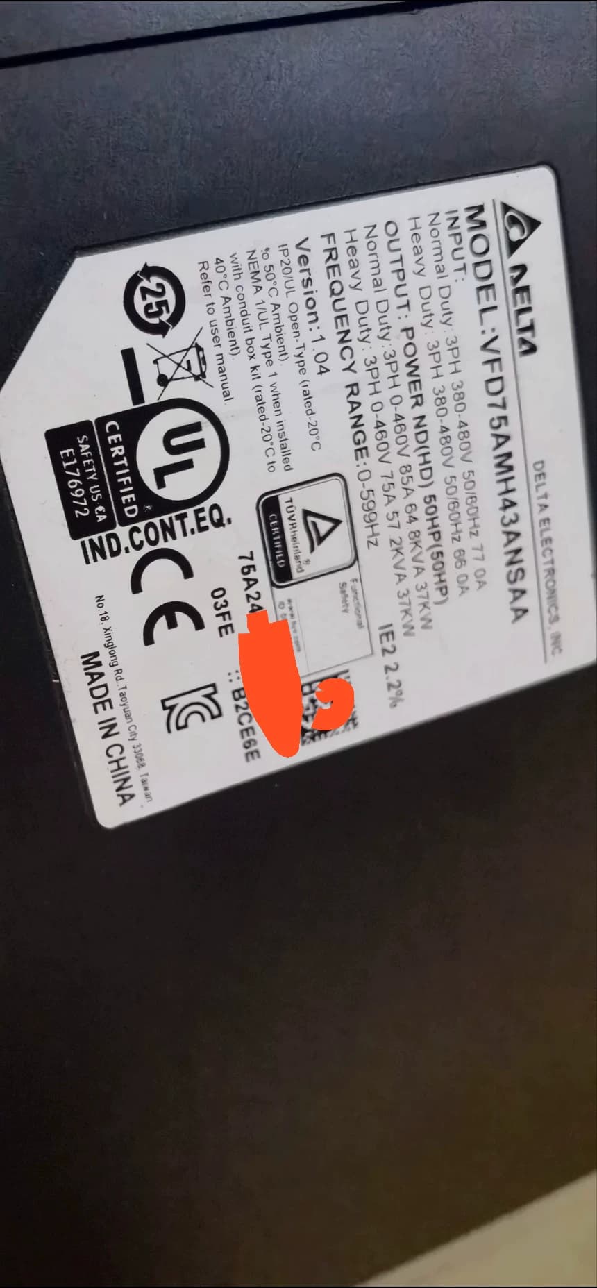 100% novo original e genuíno Delta VFD75AMH43ANSAA (37KW) Conversores de frequência Drive Servo Motor