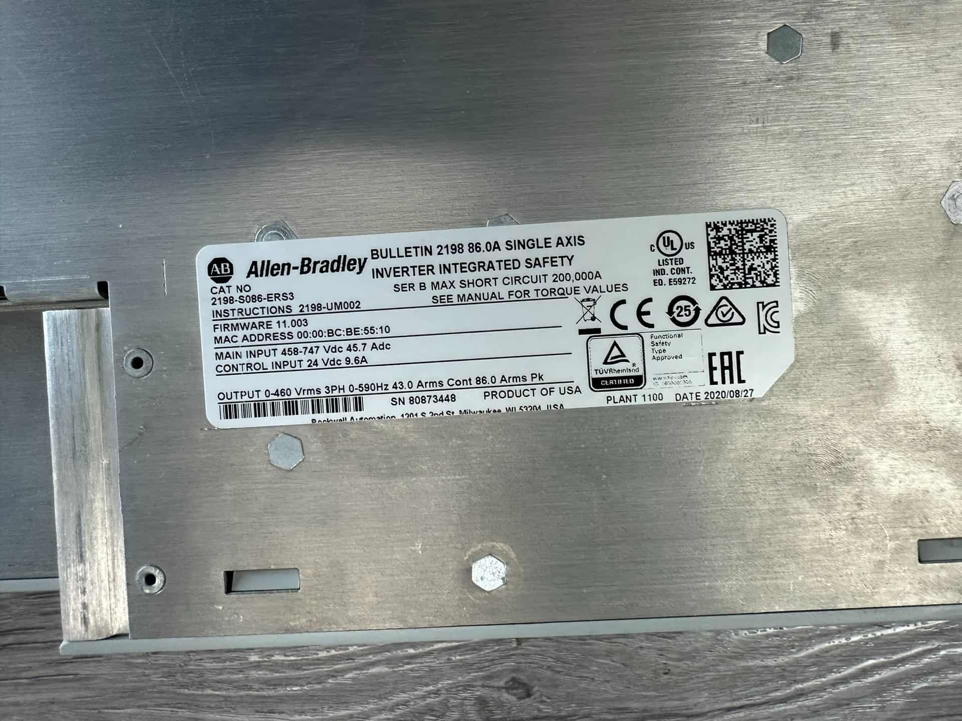 2198-S086-ERS3 Servo Kinetix 5700, novo e genuíno