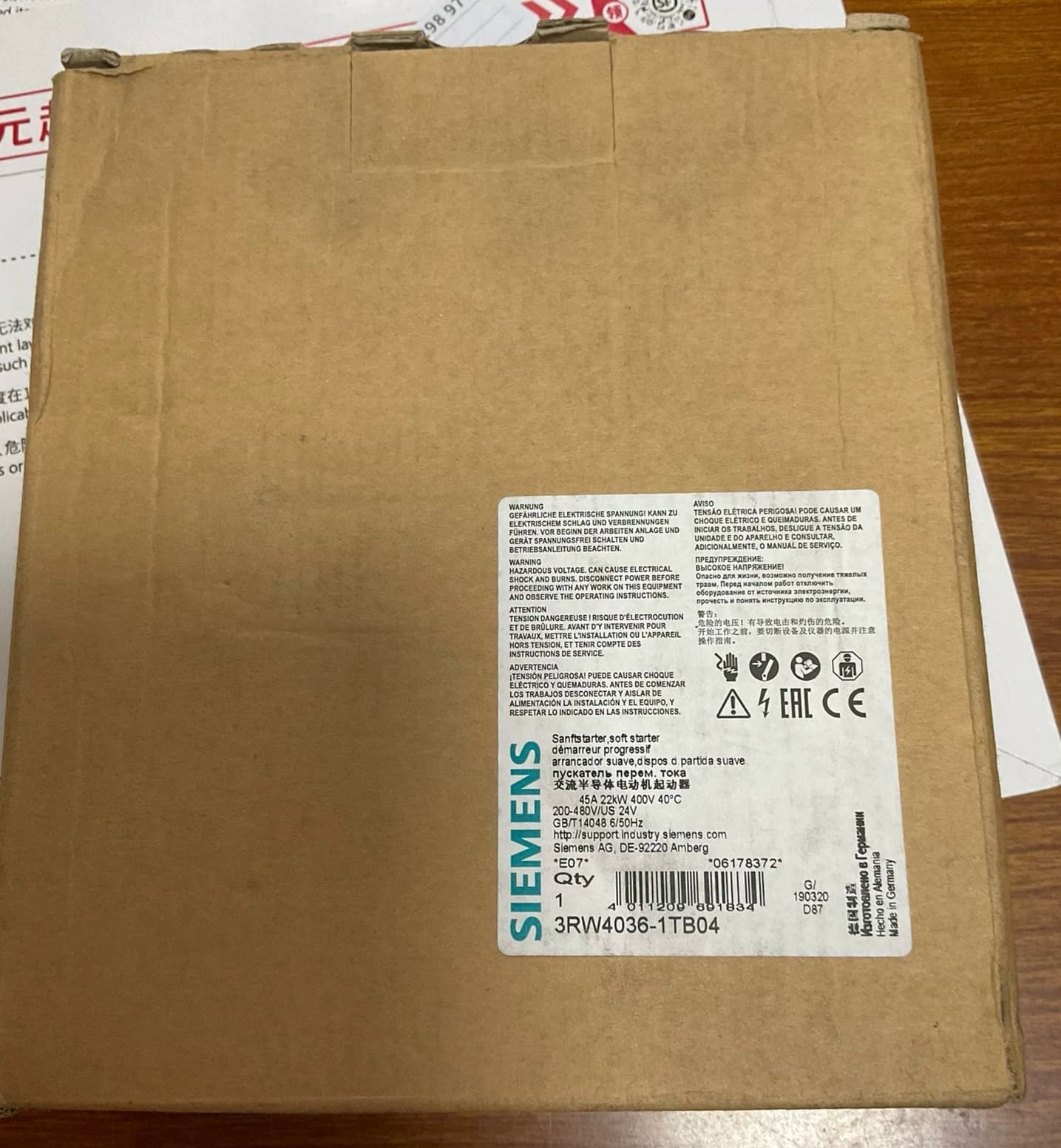 Siemens 3RW4036-1TB04 Soft Starter SIRIUS SOFT STARTER novo, genuíno e direto da fábrica