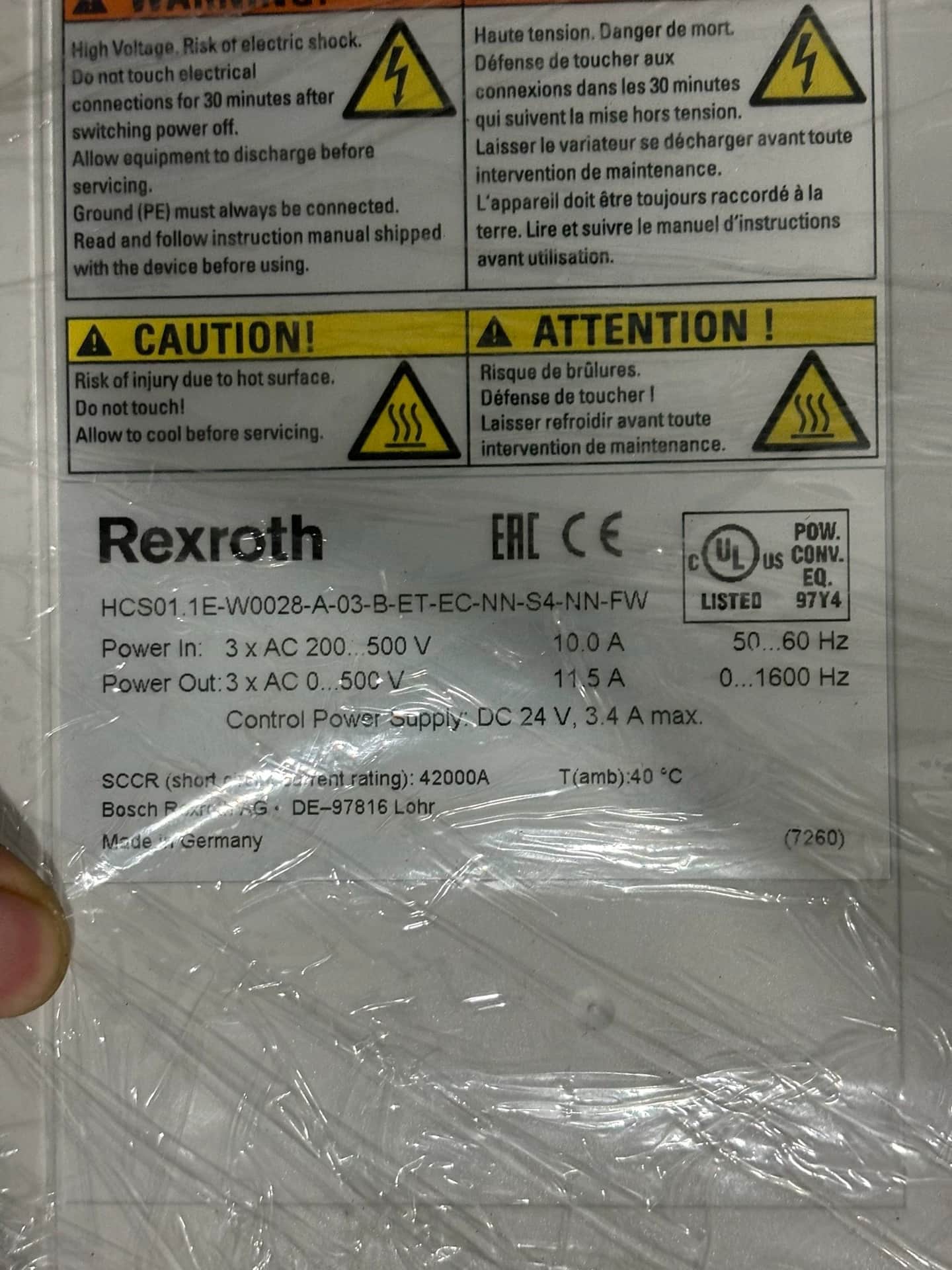 Brand New Original Bosch Rexroth Servo drive HCS01.1E-W0028-A-03-B-ET-EC-NN-S4-NN-FW Servo Motor Transporte Rápido
